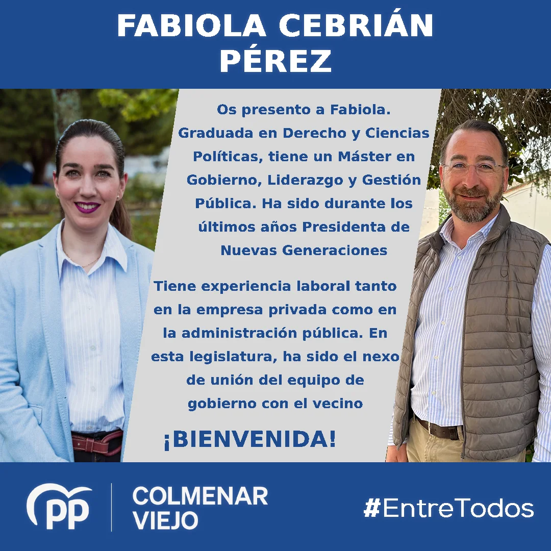 Fabiola Cebrián es la primera nueva incorporación del PP de Colmenar Viejo en la candidatura 2023