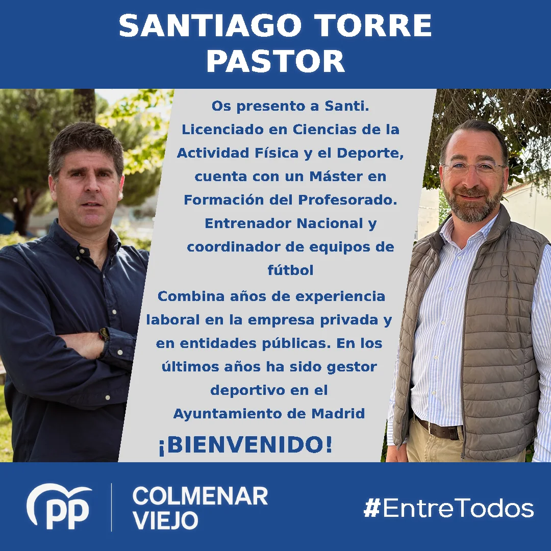 Santiago Torre ficha por el equipo del Partido Popular de Colmenar Viejo